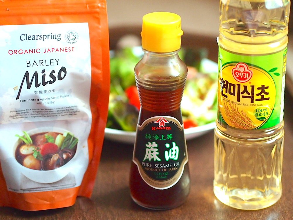 Мисо, сусамово олио, оризов оцет